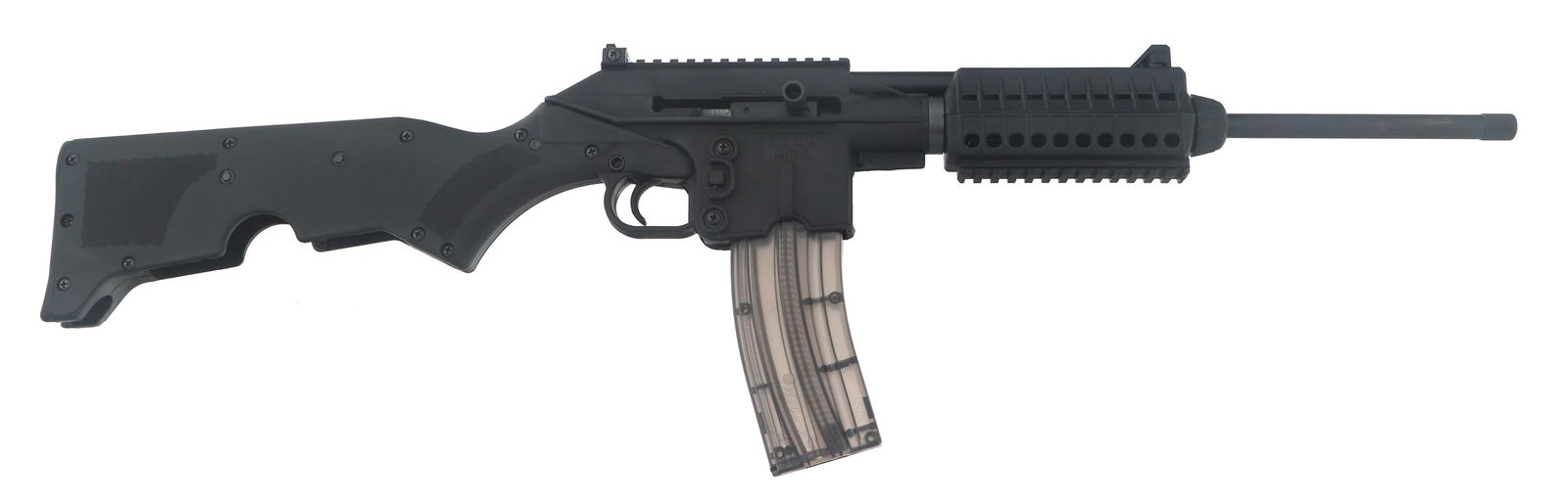 KEL-TEC SU-22 CAL .22 CALIBER SEMI AUTOMATIC RIFLE: KEL-TEC SU-22 CAL .22 CALIBER SEMI AUTOMATIC RIFLE Kel-Tec Model SU-22CA .22 caliber semi automatic rifle. Threaded barrel. Black composite furniture. Rear peep sight with front post. Includes one mag