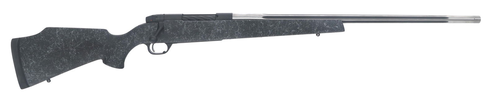 WEATHERBY MARK V 6.5 WEATHERBY MAG CALIBER RIFLE: WEATHERBY MARK V 6.5 WEATHERBY MAG CALIBER RIFLE Weatherby Model Mark V 6.5 Weatherby RPM caliber bolt action rifle. Stainless steel finish. Drilled and tapped receiver. Fluted barrel. Swivel studs. C
