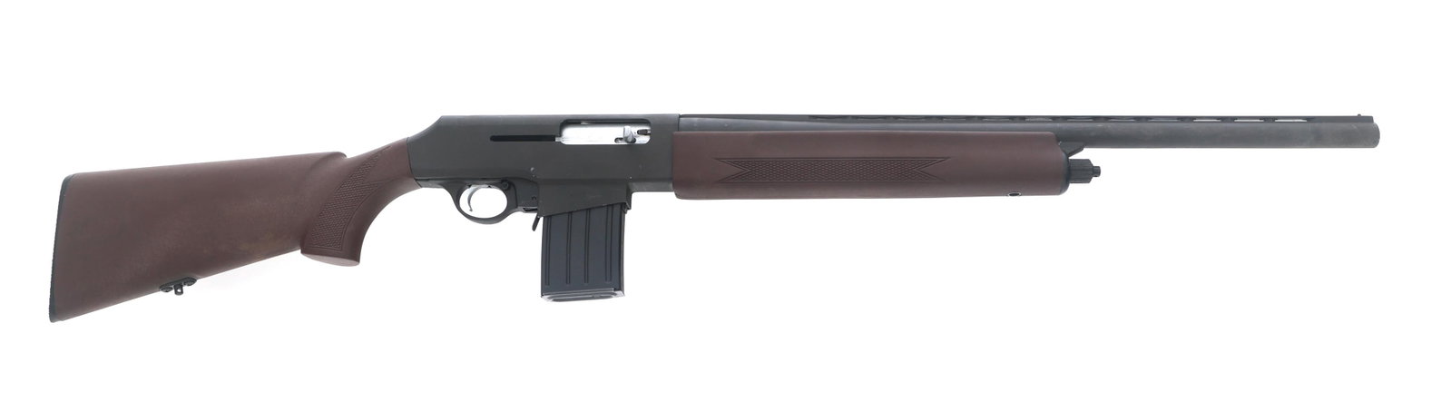 JUNXING MODEL SAS-12 12 GAUGE SEMI AUTO SHOTGUN: JUNXING MODEL SAS-12 12 GAUGE SEMI AUTO SHOTGUN Jungxing Model SAS-12 12 gauge semi automatic shotgun. Import stamped DDI. Matte black finish. Vented rib barrel with bead front sight. Swivel studs. Co