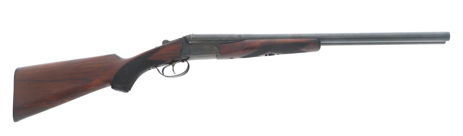 GAUCHA-IGA MODEL UPLANDER 12 GAUGE SXS SHOTGUN: GAUCHA-IGA MODEL UPLANDER 12 GAUGE SXS SHOTGUN Gaucha-iga Model Uplander 12 gauge side by side shotgun. Import stamped Stoeger. 3" shells. Barrels cut down to 21.50". Missing bead sight. Checkered woo