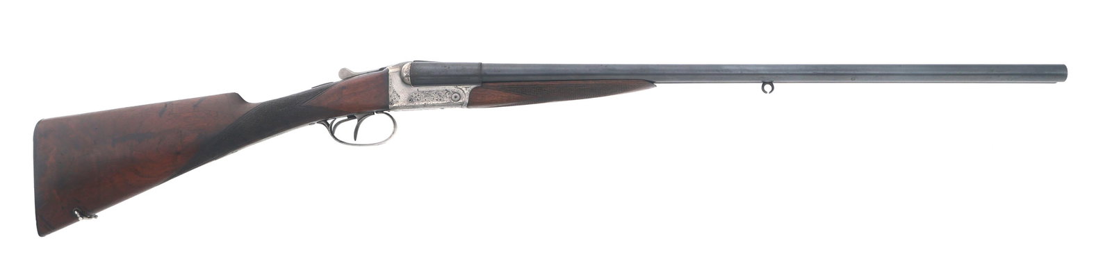 ST. ETIENNE 16 GAUGE SIDE BY SIDE SHOTGUN: ST. ETIENNE 16 GAUGE SIDE BY SIDE SHOTGUN French St. Etienne 16 gauge side by side shot gun. Left side barrel has fixed Improved Modified choke. Right side barrel has fixed Modified choke. Serial numb