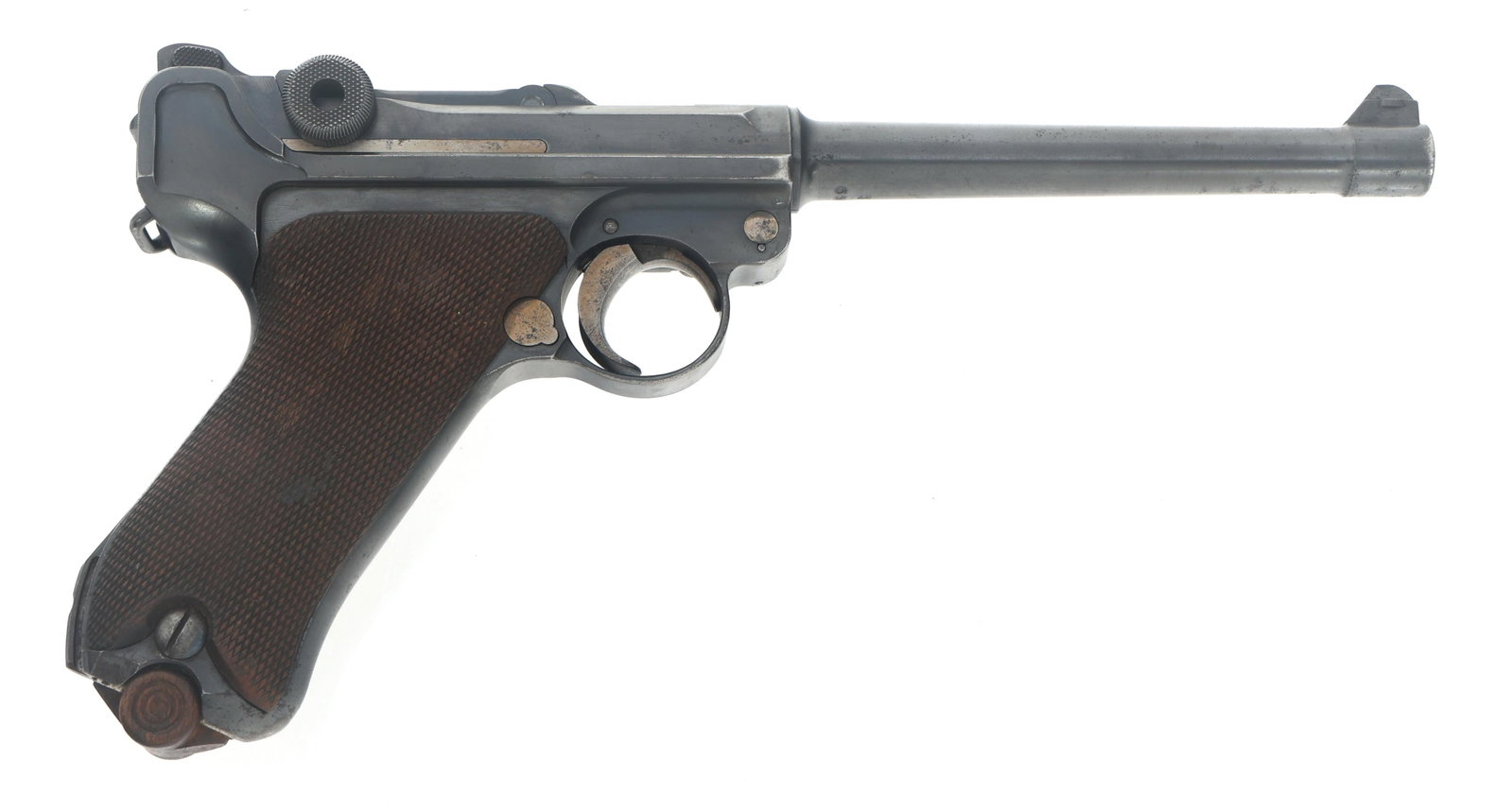 1916 GERMAN DWM NAVY MODEL P08 9mm LUGER PISTOL: 1916 GERMAN DWM NAVY MODEL P08 9mm LUGER PISTOL 1916 WWI German DWM Navy Model P08 9x19mm caliber semi-automatic Luger pistol. Serial numbers match on barrel, receiver, frame, lock bolt, hold open lat