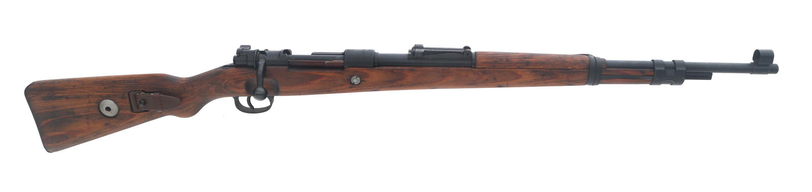 GERMAN bcd/ar 42 MODEL K98 7.92x57mm CALIBER RIFLE: GERMAN bcd/ar 42 MODEL K98 7.92x57mm CALIBER RIFLE WWII German Gustloff-Werke Mauser Borsigwalde bcd/ar 42 code Model K.98 7.92x57mm caliber bolt action Mauser rifle. Import stamp R Guns under front s