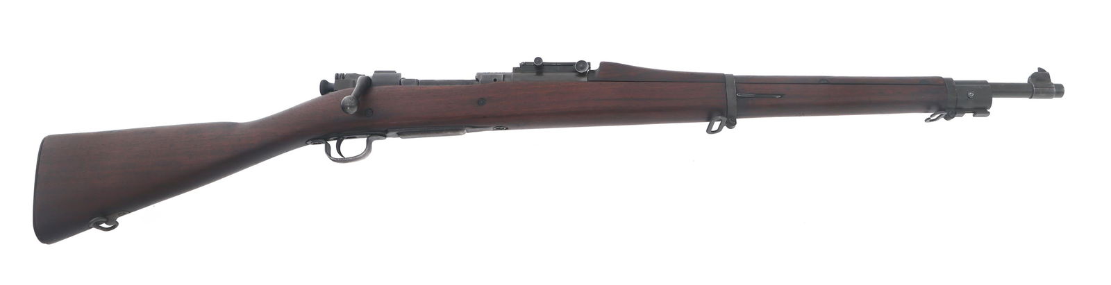 WWII US SPRINGFIELD MODEL 1903 30-06 CALIBER RIFLE: WWII US SPRINGFIELD MODEL 1903 30-06 CALIBER RIFLE WWII US Springfield Armory Model 1903 .30-06 caliber bolt action rifle. Barrel stamped HS over flaming bomb and dated 2 44. Bolt handle stamped B&S o