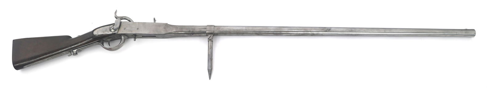 FRENCH CHARLEVILLE MODEL 1831 RAMPART GUN: FRENCH CHARLEVILLE MODEL 1831 RAMPART GUN French Charleville Model 1831 Rampart gun. 86 stamped on hammer screw. Wood stock. 67 7/8" Overall length. Caliber / Gauge: 21.6mm Barrel Length: 47" Classifi