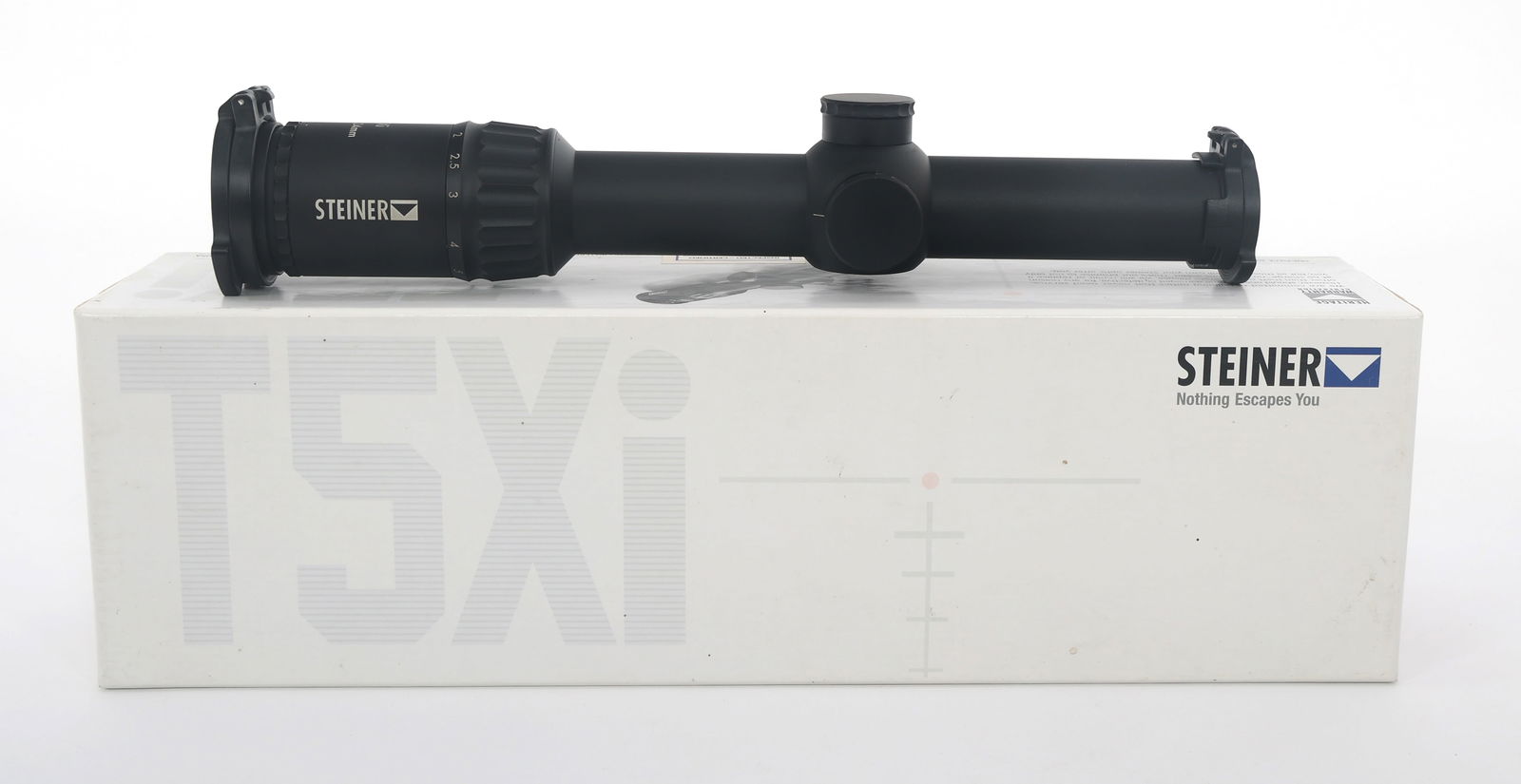 STEINER T5Xi RAPID DOT 1-5x24mm RIFLE SCOPE: STEINER T5Xi RAPID DOT 1-5x24mm RIFLE SCOPE Steiner T5Xi 1-5x24mm rifle scope. Rapid Red Dot 5.56 / 7.62 reticle. Item No. 5101. Size / Gauge: 1-5x24mm