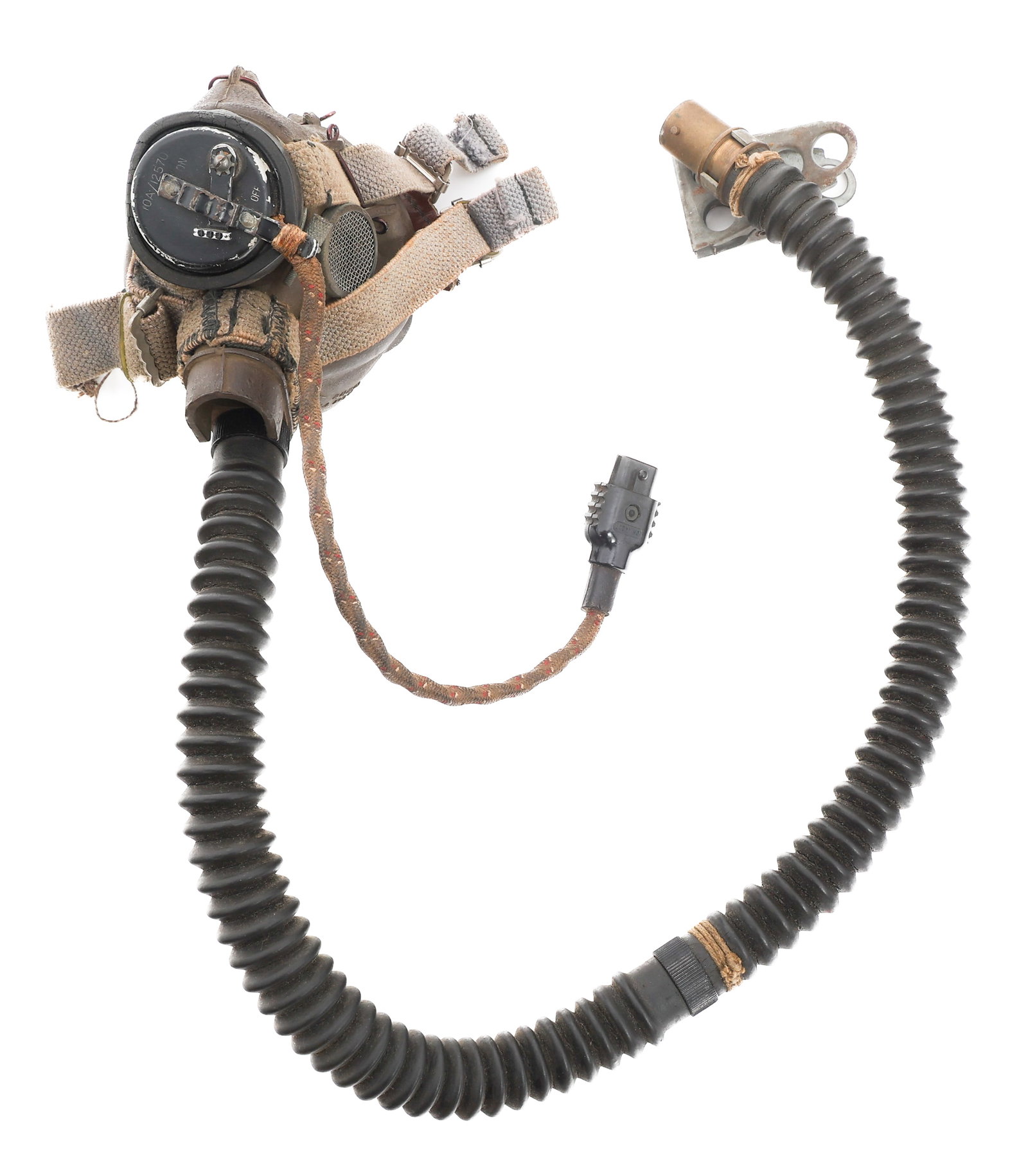 WWII BRITISH RAF TYPE G OXYGEN MASK: WWII BRITISH RAF TYPE G OXYGEN MASK WWII British RAF Type G Oxygen Mask. Tube and electrical lead present.