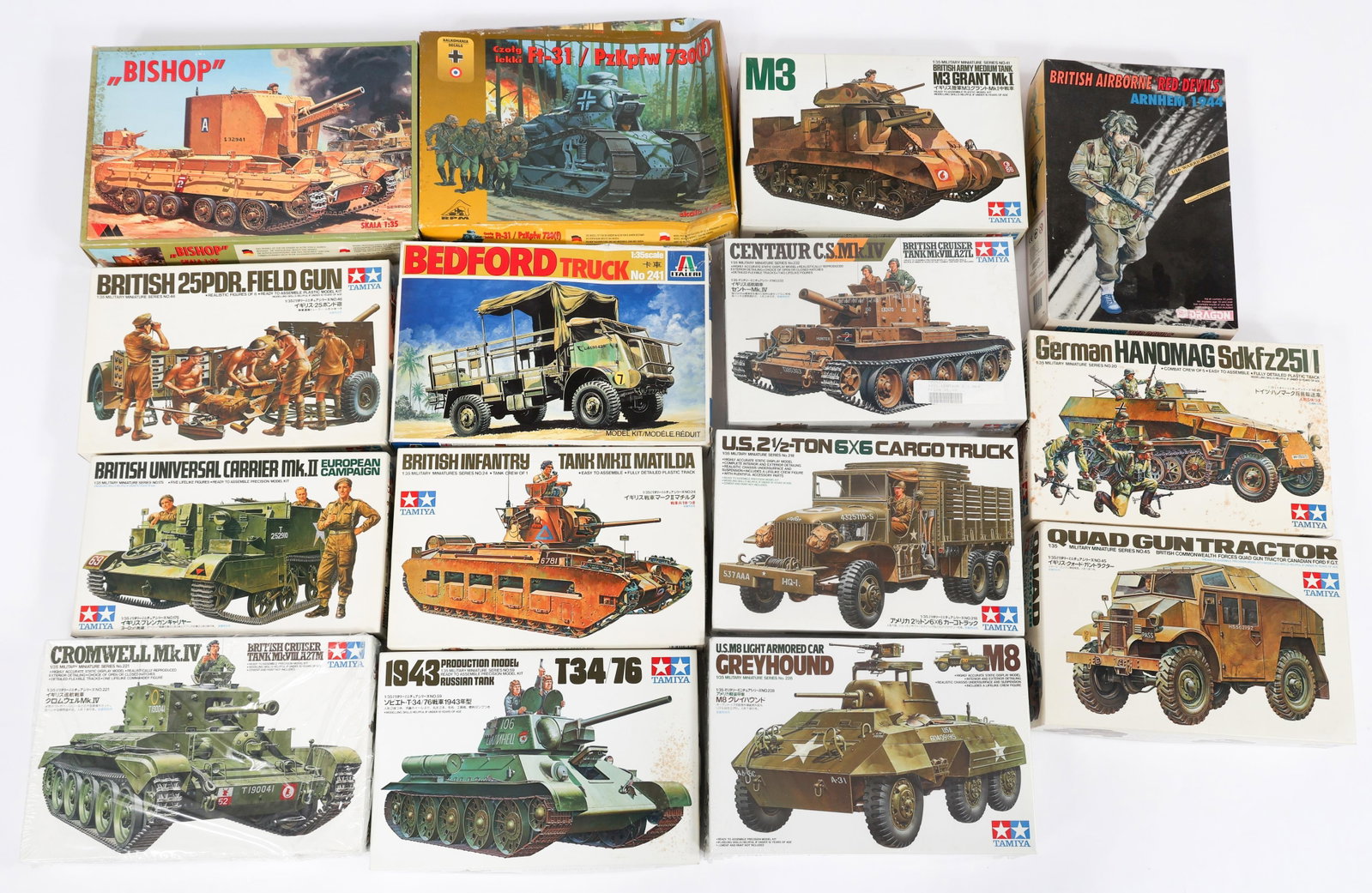 WWII WORLD MILITARY TANK & VEHICLE 1:35 MODEL KITS: WWII WORLD MILITARY TANK & VEHICLE 1:35 MODEL KITS WWII World Military Tank and Vehicle Model Kits. Includes M3, M8 Greyhound, MkII Matilda, Sd.Kfz. 251 and more. Maker marked by Italeri, Dragon, Tami