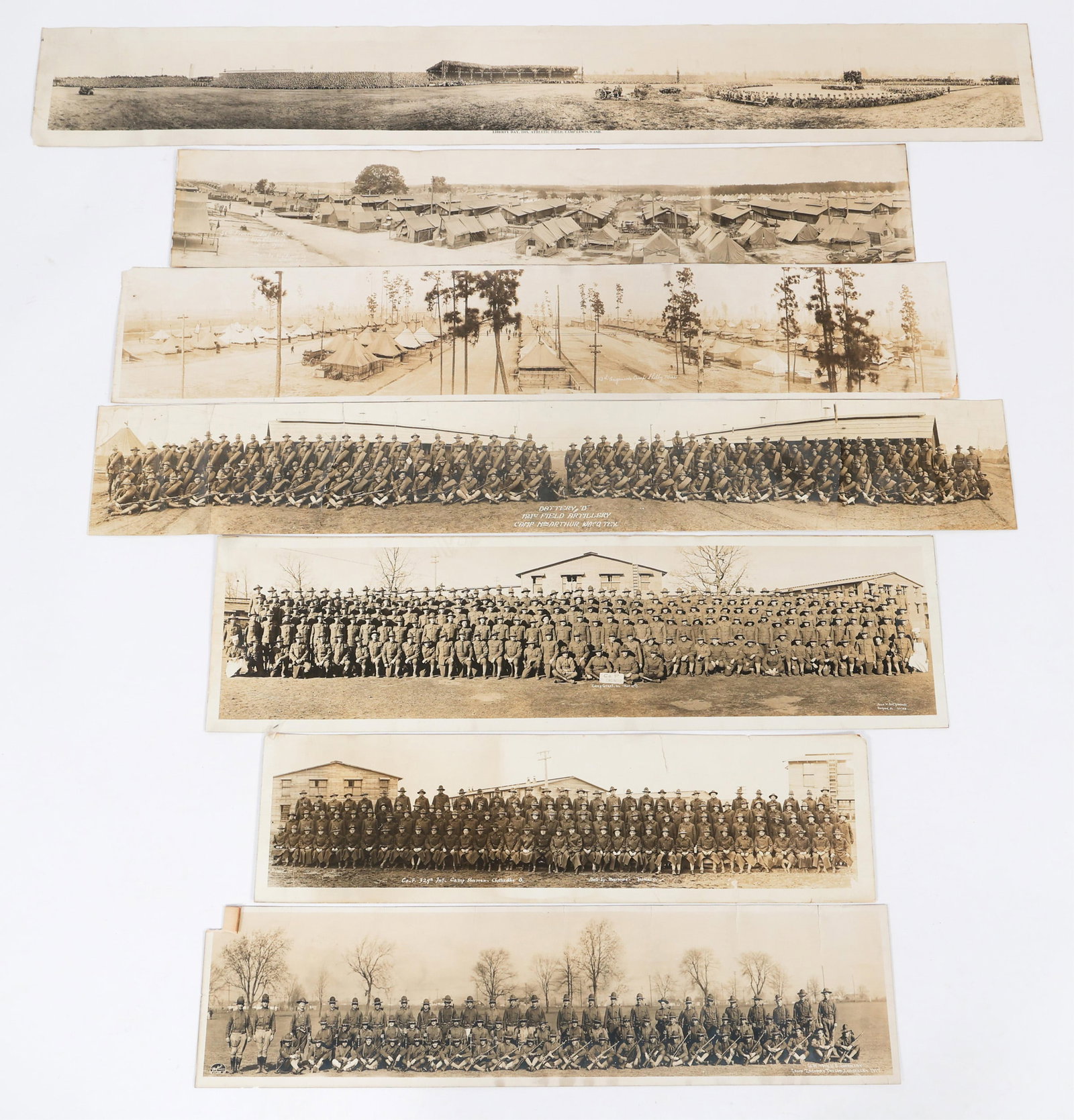 WWI - 1930S US ARMED FORCES YARD LONG PHOTOS: WWI - 1930S US ARMED FORCES YARD LONG PHOTOS Seven WWI - 1930s US Armed Forces Yard Long Unit Photographs. Includes Infantry, Class, Camp and Liberty Day Photos. Size: 7" to 8" x 29" to 56"