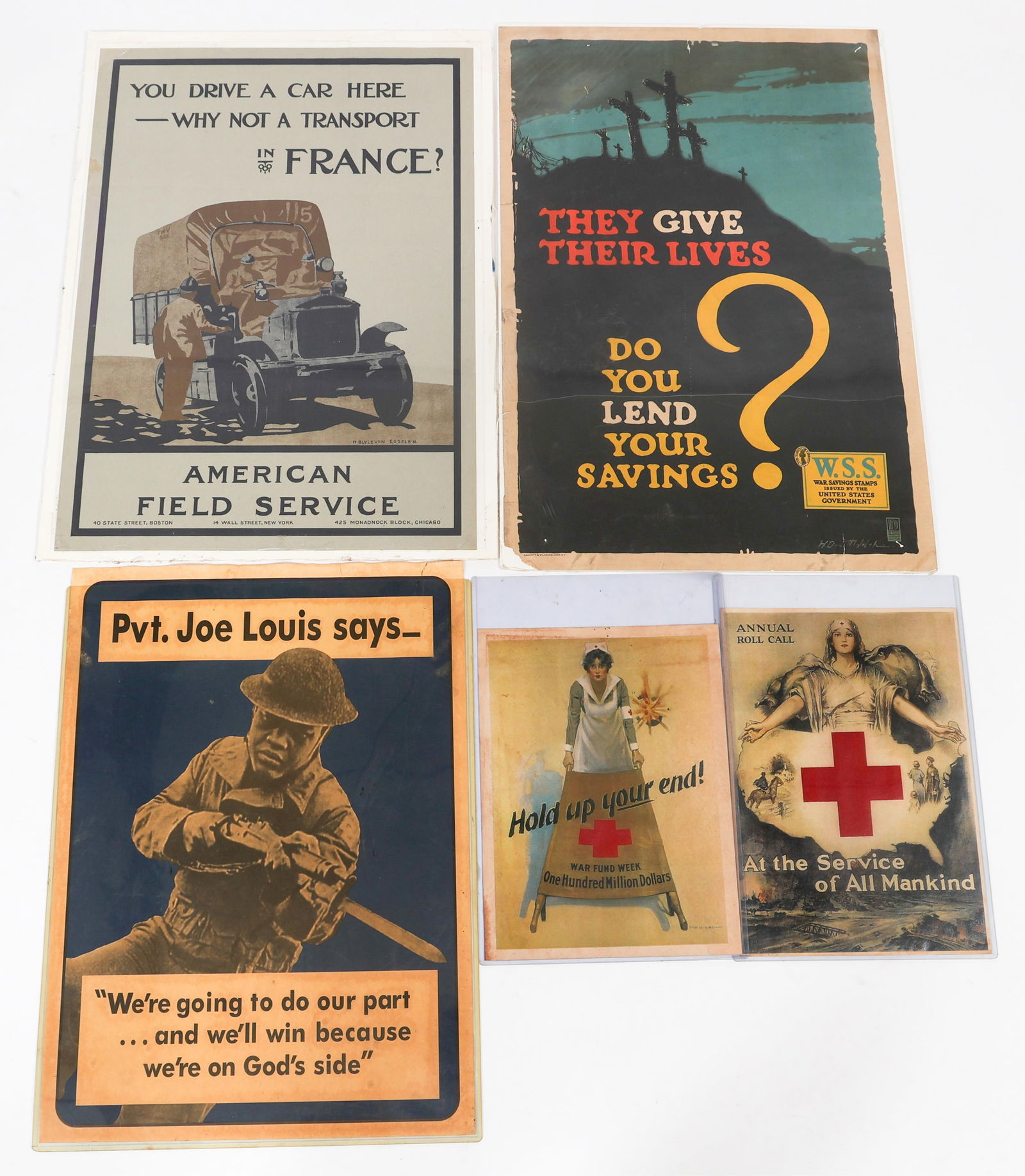 WWI - WWII US ARMED FORCES HOMEFRONT POSTERS: WWI - WWII US ARMED FORCES HOMEFRONT POSTERS Five WWI - WWII US Armed Forces Homefront Posters. Size: 15" x 30" to 11 1/2" to 20 1/2".
