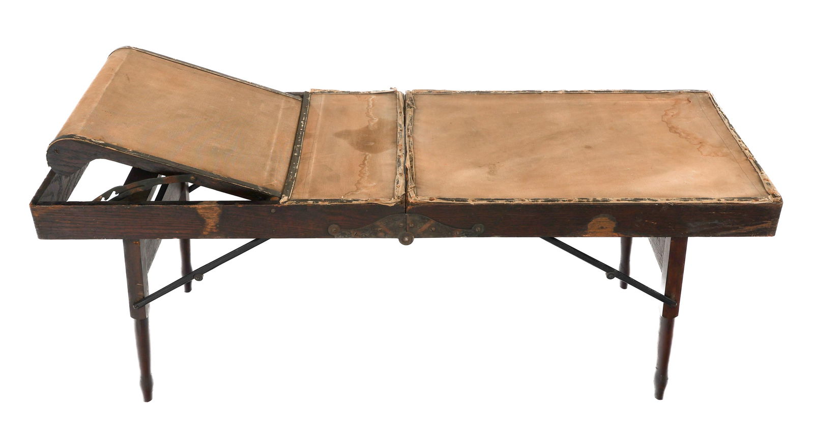 FRIGID FLUID CO. FOLDING EMBALMING TABLE: FRIGID FLUID CO. FOLDING EMBALMING TABLE Frigid Fluid Co., Chicago Folding Embalming Table. Canvas & wood construction. Data plate with maker mark on one end. Size: 55" x 19" x 21"