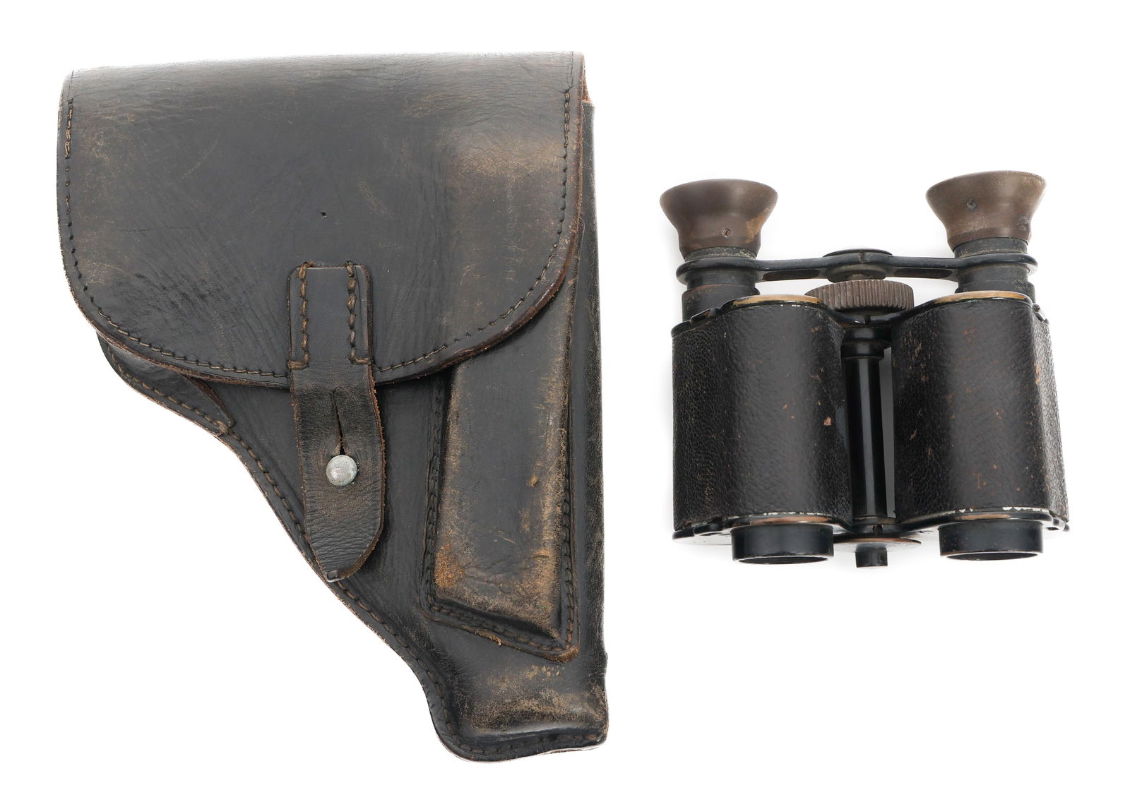 WWI US BINOCULARS & LEATHER RUBY HOLSTER (1 of 10)