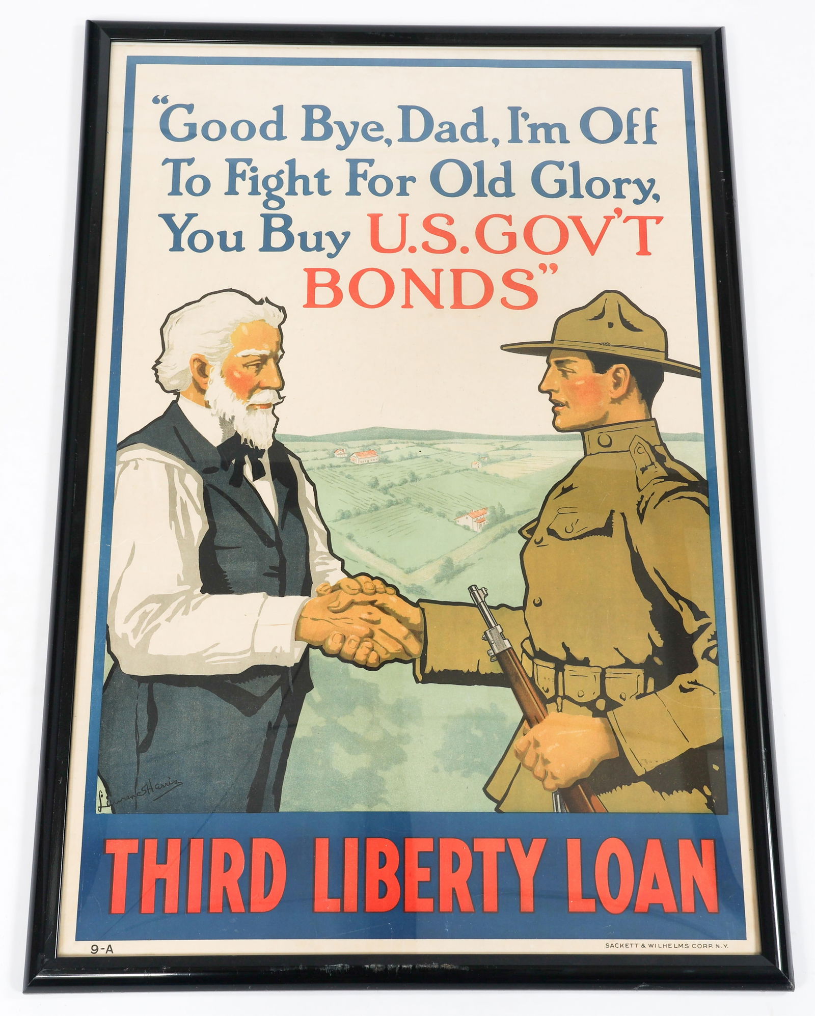 WWI US "GOODBYE DAD" LIBERTY LOAN FRAMED POSTER (1 of 7)