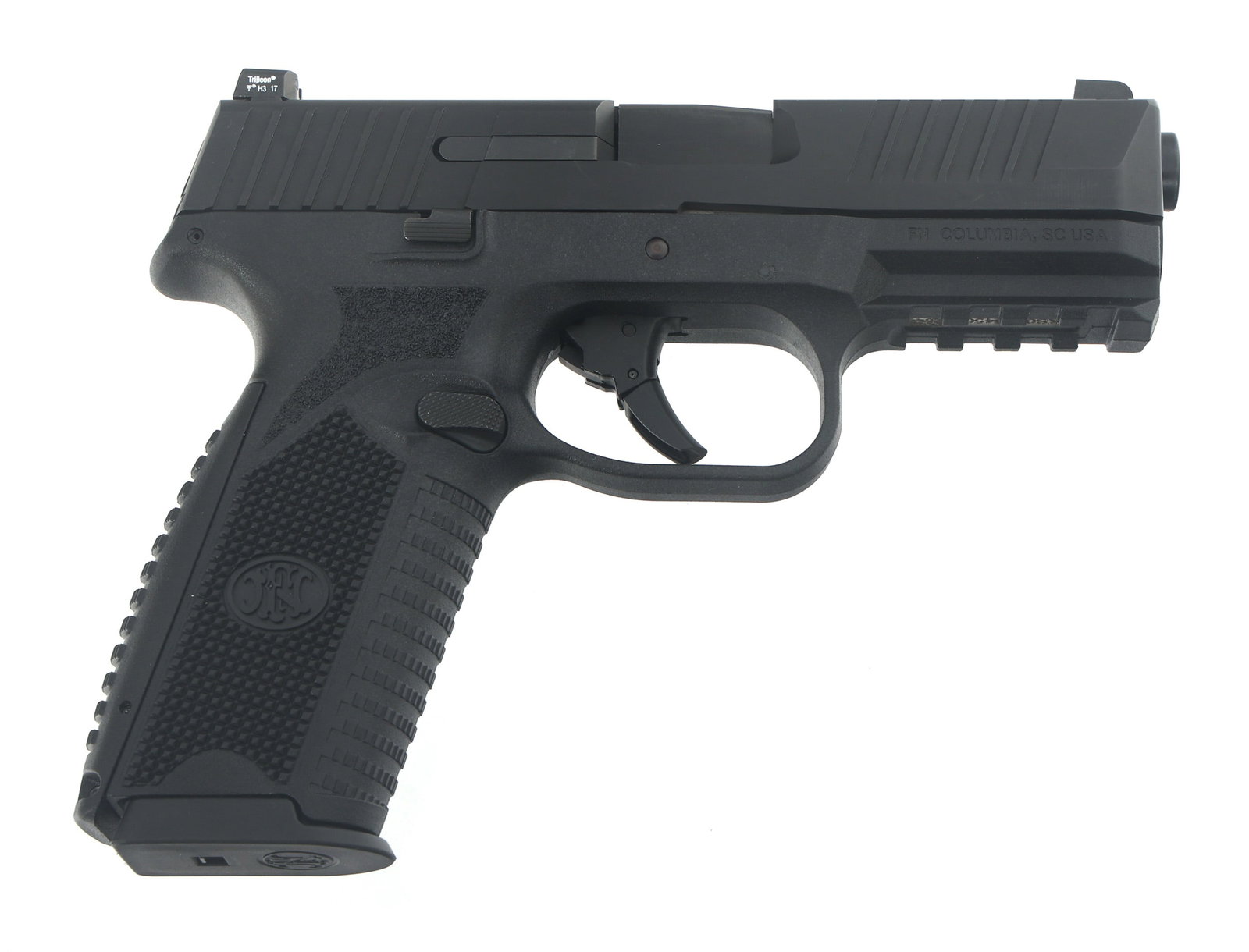 FN MODEL 509 9x19mm CALIBER SEMI AUTO PISTOL: FN MODEL 509 9x19mm CALIBER SEMI AUTO PISTOL FN Model 509 9x19mm caliber semi automatic pistol. Three dot night sights. Three back straps. Three magazines. Original box with manual. Caliber / Gauge: 9