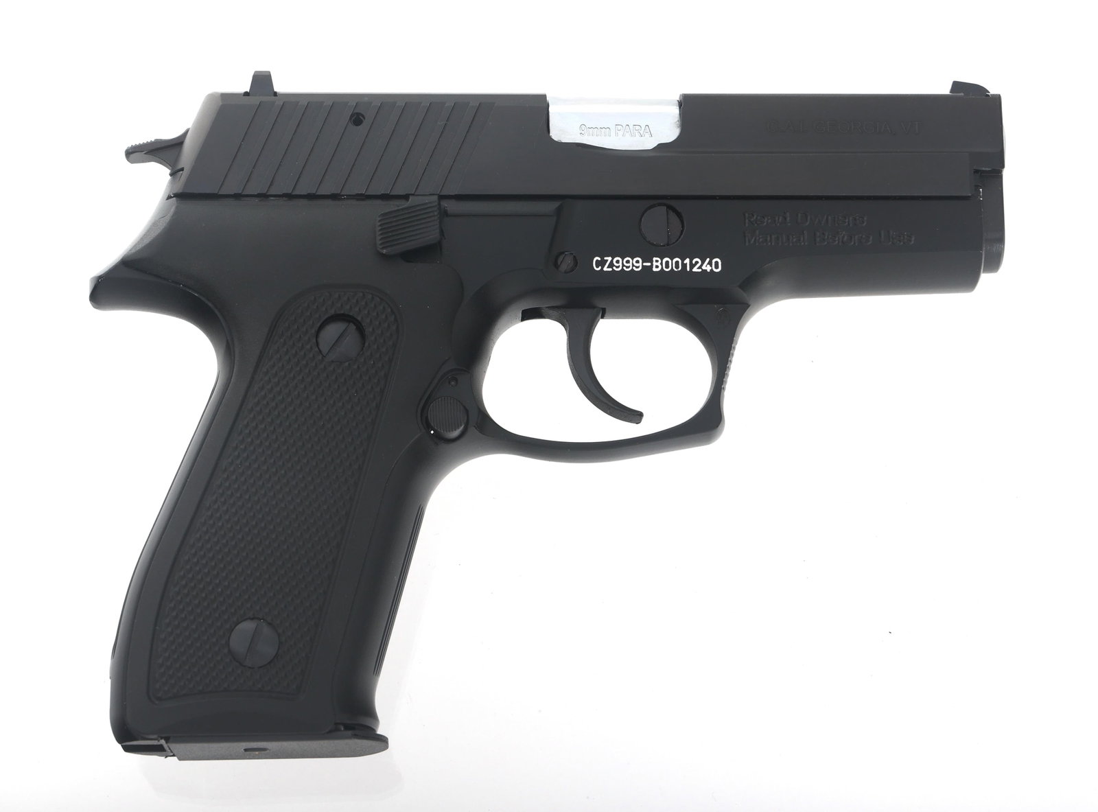 ZASTAVA MODEL CZ999 9x19mm CALIBER PISTOL: ZASTAVA MODEL CZ999 9x19mm CALIBER PISTOL Zastava Model CZ999 9x19mm caliber semi automatic pistol. Three dot sights. Checkered composite grips. CAI import mark. Two magazines. Cleaning brush. Hard ca