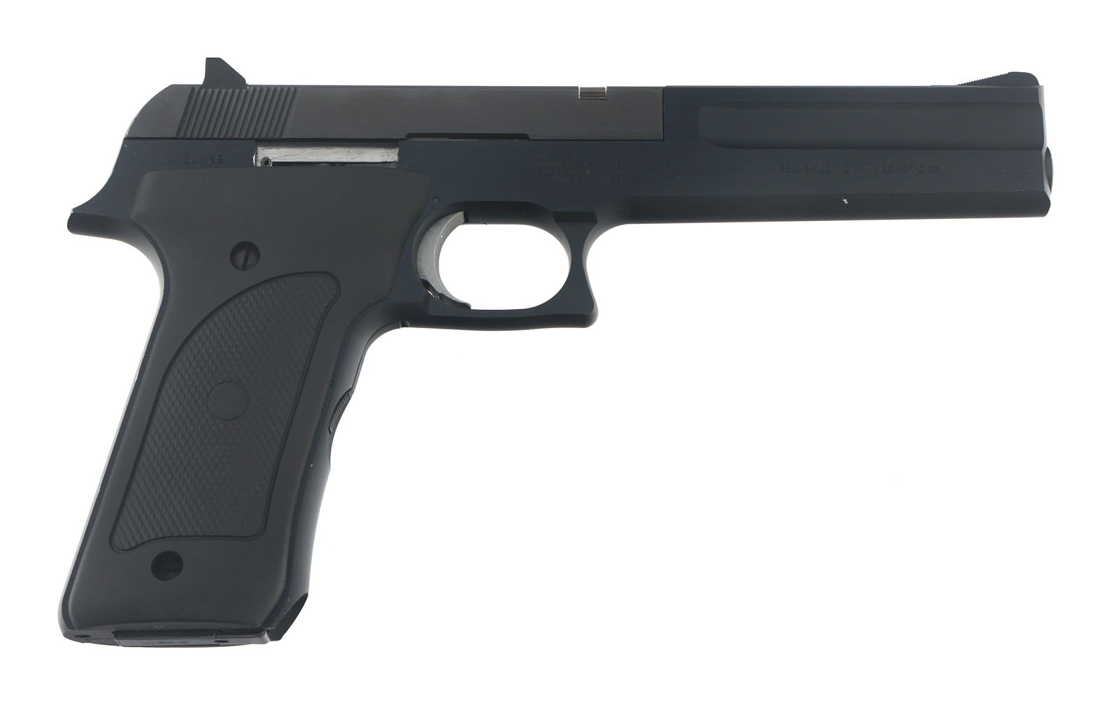 SMITH & WESSON MODEL 422 .22 LR CAL TARGET PISTOL: SMITH & WESSON MODEL 422 .22 LR CAL TARGET PISTOL Smith & Wesson Model 422 .22 LR caliber semi automatic target pistol. Matte black finish. Fixed sights. Checkered grips with S&W monogram. One magazin