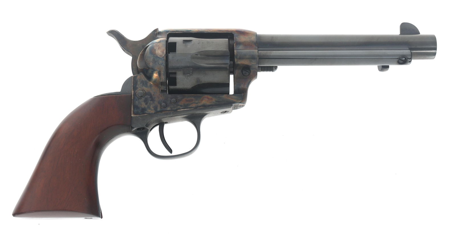 UBERTI MODEL 1873 CATTLEMAN PERCUSSION REVOLVER: UBERTI MODEL 1873 CATTLEMAN PERCUSSION REVOLVER Uberti Model 1873 .44 caliber single action percussion revolver. Blued finish. Case hardened frame. Wood grips. Six shot fluted cylinder. Caliber / Gaug