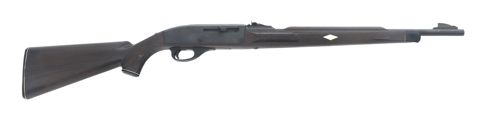 REMINGTON NYLON 66MB .22 LR CALIBER RIFLE: REMINGTON NYLON 66MB .22 LR CALIBER RIFLE Remington Nylon 66MB .22 LR caliber semi-automatic rifle. Blued finish. Adjustable rear sight. Mohawk Brown nylon stock. Caliber / Gauge: 22 LR Barrel Length: