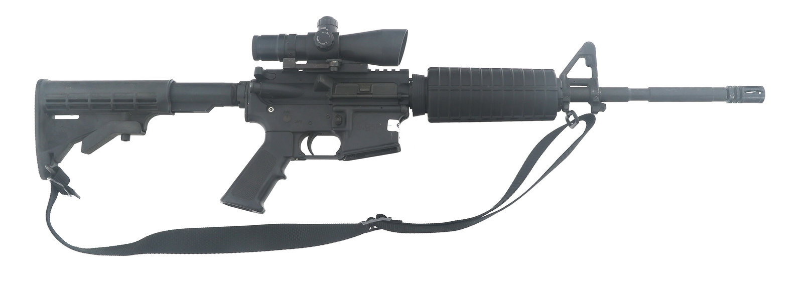 BUSHMASTER MODEL XM15-E2S 6.8 REM SPC CAL RIFLE: BUSHMASTER MODEL XM15-E2S 6.8 REM SPC CAL RIFLE Bushmaster Model XM15-E2S 6.8 Rem SPC caliber semi automatic rifle. Barrel stamped 6.8 SPC. Receiver marked 6.8 SPC. Matte black finish. A2 front sight.