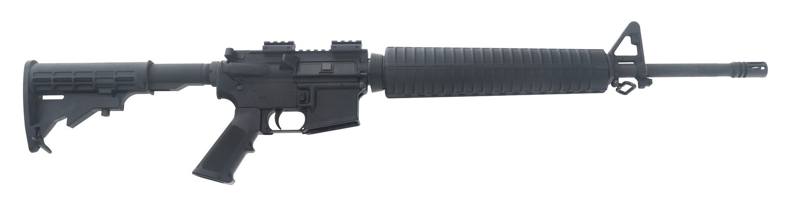 AMERICAN TACTICAL MILSPORT AR-15 5.56mm CAL RIFLE: AMERICAN TACTICAL MILSPORT AR-15 5.56mm CAL RIFLE American Tactical MilSport Model AR-15 5.56x45mm caliber semi-automatic rifle. Matte black finish. A2 front sight. Bayonet lug. Forward assist. Flash