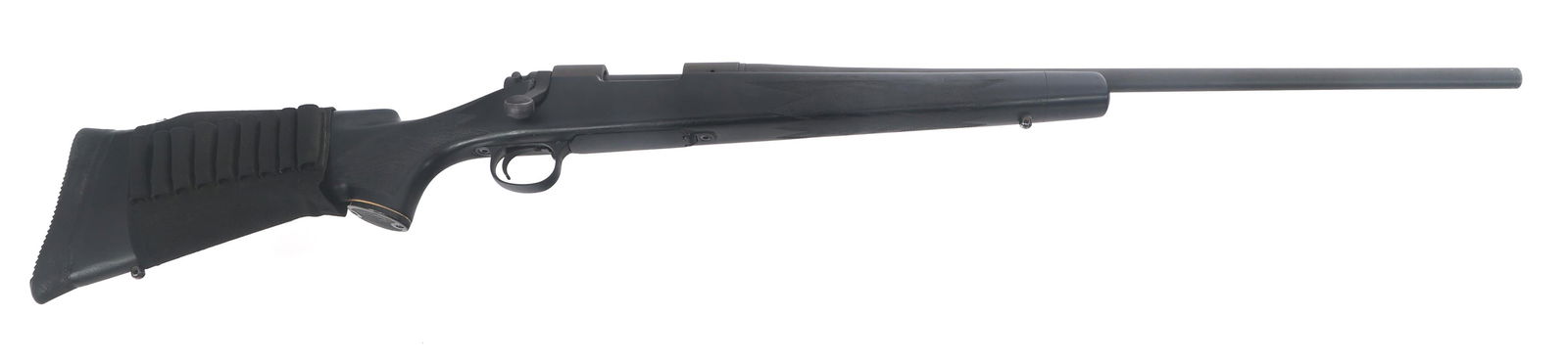 REMINGTON MODEL 700 .300 WSM CALIBER RIFLE: REMINGTON MODEL 700 .300 WSM CALIBER RIFLE Remington Model 700 .300 WSM caliber bolt action rifle. Matte black finish. Swivel studs. Stock mounted shell holder. Composite stock with raised cheek rest