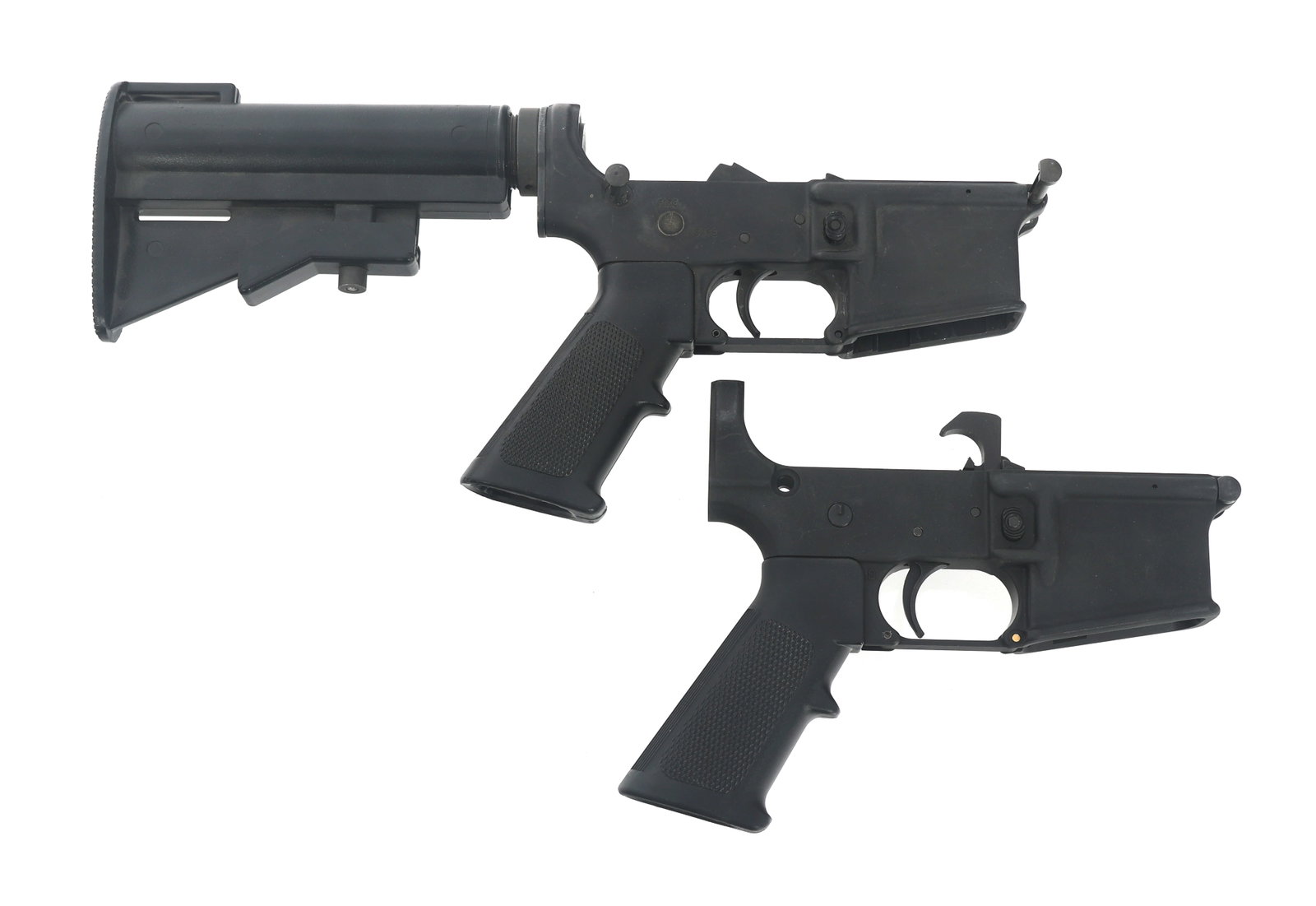 BUSHMASTER & ANDERSON AR LOWER RECEIVERS: BUSHMASTER & ANDERSON AR LOWER RECEIVERS Two AR 15 lower receivers. Bushmaster XM15-E2S complete lower receiver. Anderson Manufacturing Model AM-15 lower receiver. Caliber / Gauge: Multi Serial Number