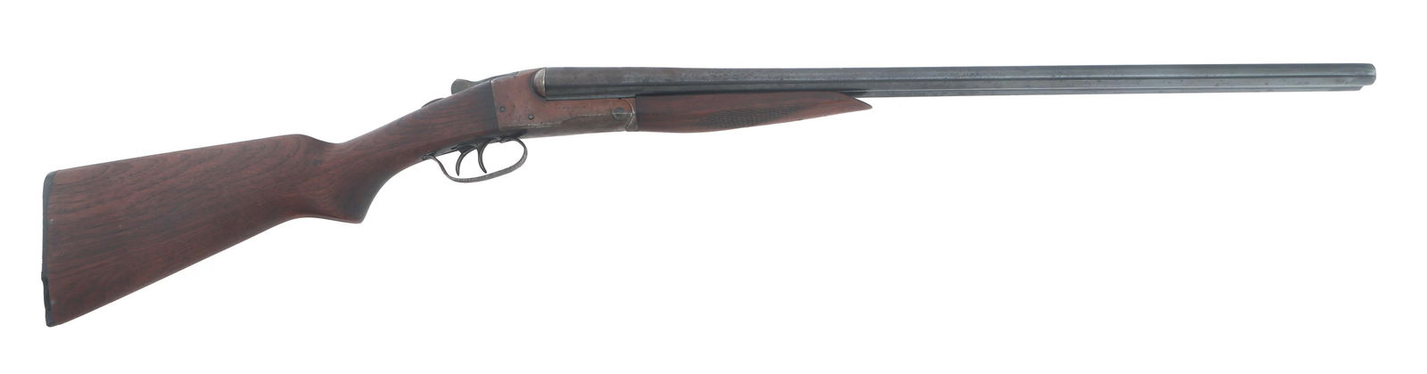 CENTRAL ARMS CO. 20 GAUGE SIDE BY SIDE SHOTGUN: CENTRAL ARMS CO. 20 GAUGE SIDE BY SIDE SHOTGUN Central Arms Co. 20 gauge side by side shotgun. Both barrels are fixed Modified choke. Missing bead front sight. Wood stock. Caliber / Gauge: 20 Barrel L
