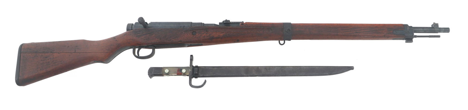 WWII JAPANESE NAGOYA TYPE 99 7.7mm ARISAKA RIFLE: WWII JAPANESE NAGOYA TYPE 99 7.7mm ARISAKA RIFLE WWII Japanese Nagoya Type 99 7.7x58mm caliber Arisaka rifle. Series 7. No import stamp. Serial numbers match on receiver, bolt, and bayonet lug. Ground