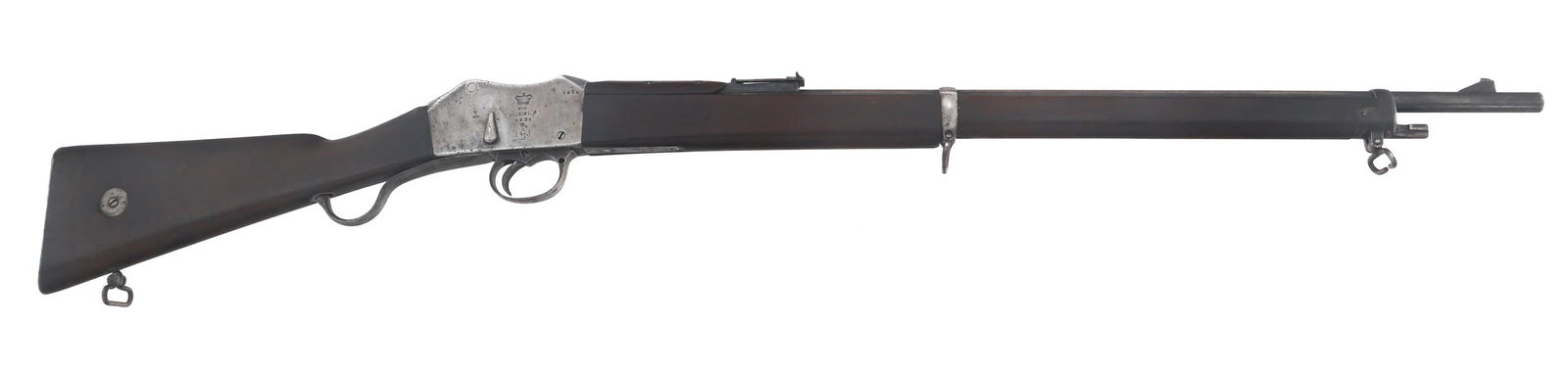 KYHBER PASS COPY MARTINI ENFIELD .303 CAL RIFLE: KYHBER PASS COPY MARTINI ENFIELD .303 CAL RIFLE Khyber Pass copy of a Martini-Enfield .303 caliber breech loading rifle. Hand engraved fantasy proof marks throughout. Arabic script on rear receiver fl