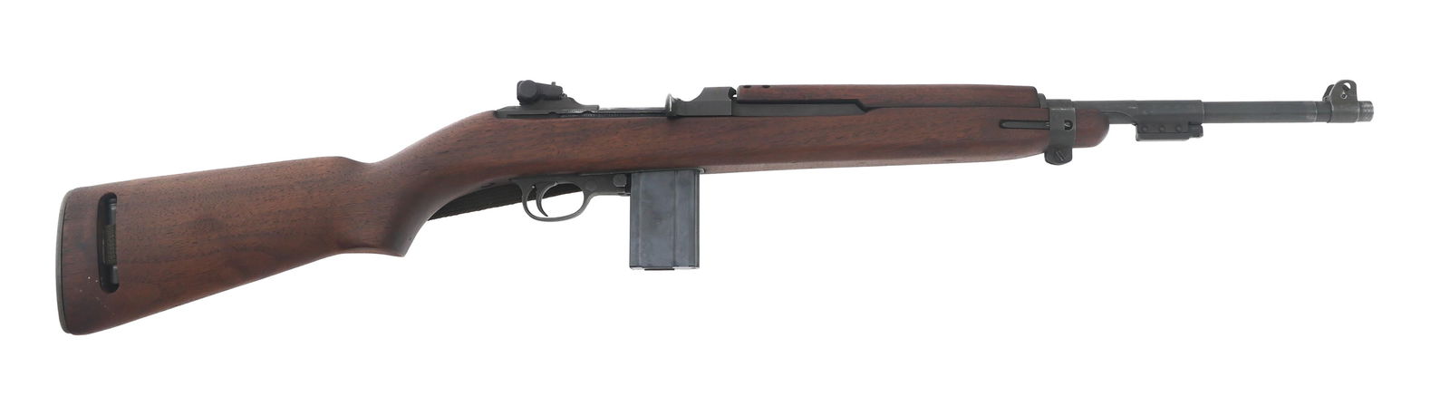 WWII US WINCHESTER MODEL M1 .30 CALIBER CARBINE: WWII US WINCHESTER MODEL M1 .30 CALIBER CARBINE WWII US Winchester Model M1 .30 caliber carbine. 3rd production block. Type III rear sight stamped with H in shield. type I-A front sight. Type III safe