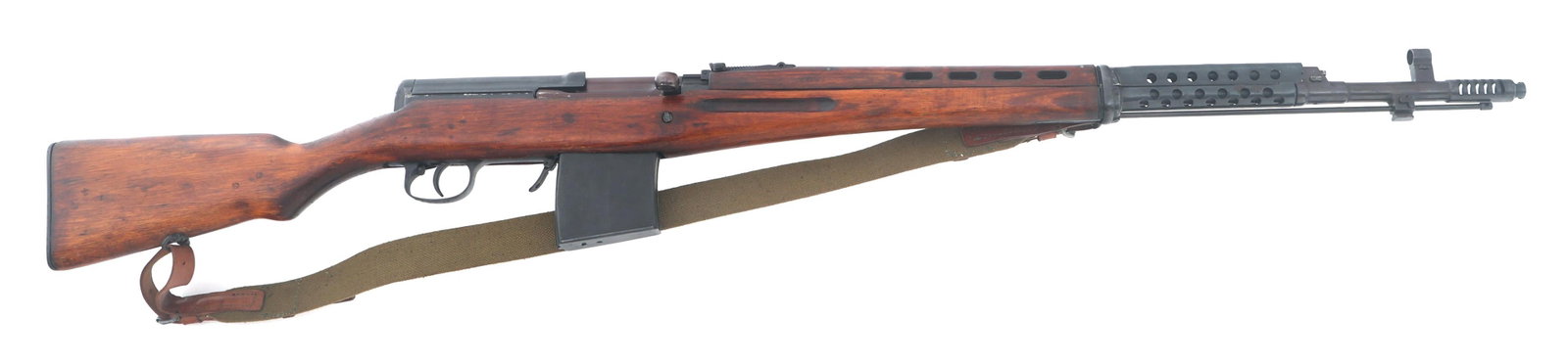 1941 RUSSIAN IZHEVSK SVT-40 7.62x54mmR CAL RIFLE: 1941 RUSSIAN IZHEVSK SVT-40 7.62x54mmR CAL RIFLE 1941 Russian Izhevsk Model SVT-40 7.62x54mmR caliber semi automatic rifle. Serial numbers match on receiver, trigger guard, and stock. Forced matched o
