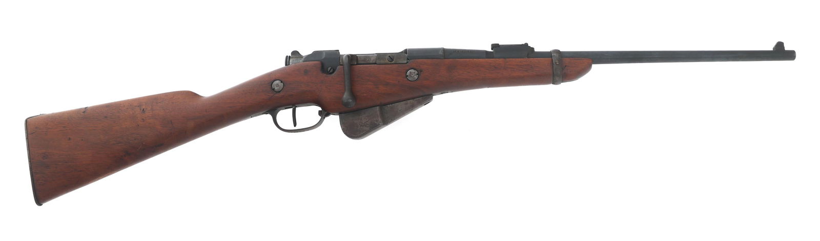 SPORTERIZED CONTINSOUZA M16 BERTHIER 8mm CARBINE: SPORTERIZED CONTINSOUZA M16 BERTHIER 8mm CARBINE Sporterized French Continsouza MLE M16 8x50mmR caliber bolt action carbine. Serial numbers match on barrel, bolt, trigger guard, and stock. Adjustable