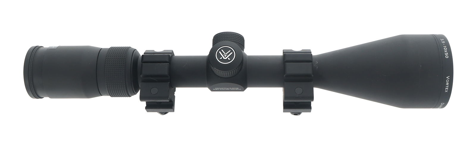 VORTEX MODEL DIAMONDBACK 3.5-10X50mm RIFLE SCOPE: VORTEX MODEL DIAMONDBACK 3.5-10X50mm RIFLE SCOPE Vortex Model Diamondback 3.5-10x50mm power rifle scope. Duplex reticle. Size / Gauge: 3.5-10x50mm