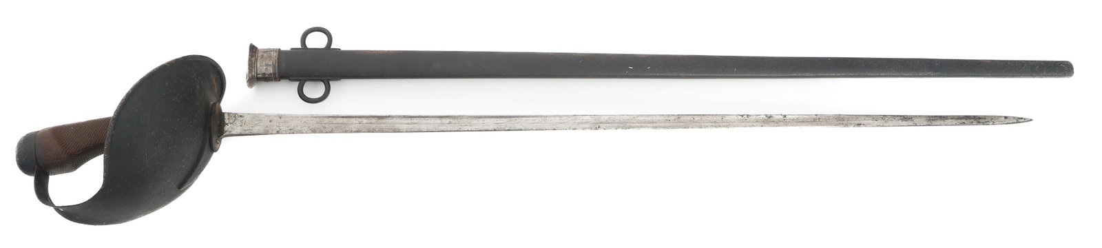 WWI BRITISH ENFIELD M1895 CAVALRY TROOPERS SWORD: WWI BRITISH ENFIELD M1895 CAVALRY TROOPERS SWORD WWI British Enfield M1895 Cavalry Troopers Sword. Single edged, straight, bright blade. Maker mark of Enfield, acceptance and proof marks stamped on th
