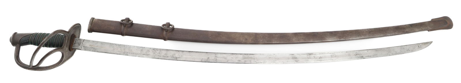 US ARMY MODEL 1906 LIGHT CAVALRY SWORD AS & CO: US ARMY MODEL 1906 LIGHT CAVALRY SWORD AS & CO US Army Model 1906 Light Cavalry Saber. Single edged, curved fullered blade. Maker marked A.S & Co, 1906 with the flaming bomb on one side of the ricasso