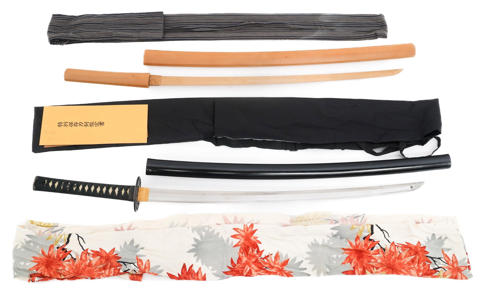 JAPANESE TOKUBETSU HOZON KATANA - TEGAI KANETOSHI: JAPANESE TOKUBETSU HOZON KATANA - TEGAI KANETOSHI 14th Century Nanbokucho Period Japanese NBTHK Tokubetsu Hozon Token Katana Sword by Kanetoshi of the Tegai School. Single edged, bright blade with Mok