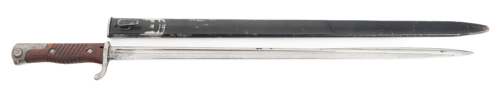 IMPERIAL GERMAN M1898 QUILL BACK BAYONET by ERFURT: IMPERIAL GERMAN M1898 QUILL BACK BAYONET by ERFURT Imperial German M1898 Quill Back Bayonet. Single edged, quillback blade with fuller. Royal acceptance stamps and W99 dating to 1899 present on the sp