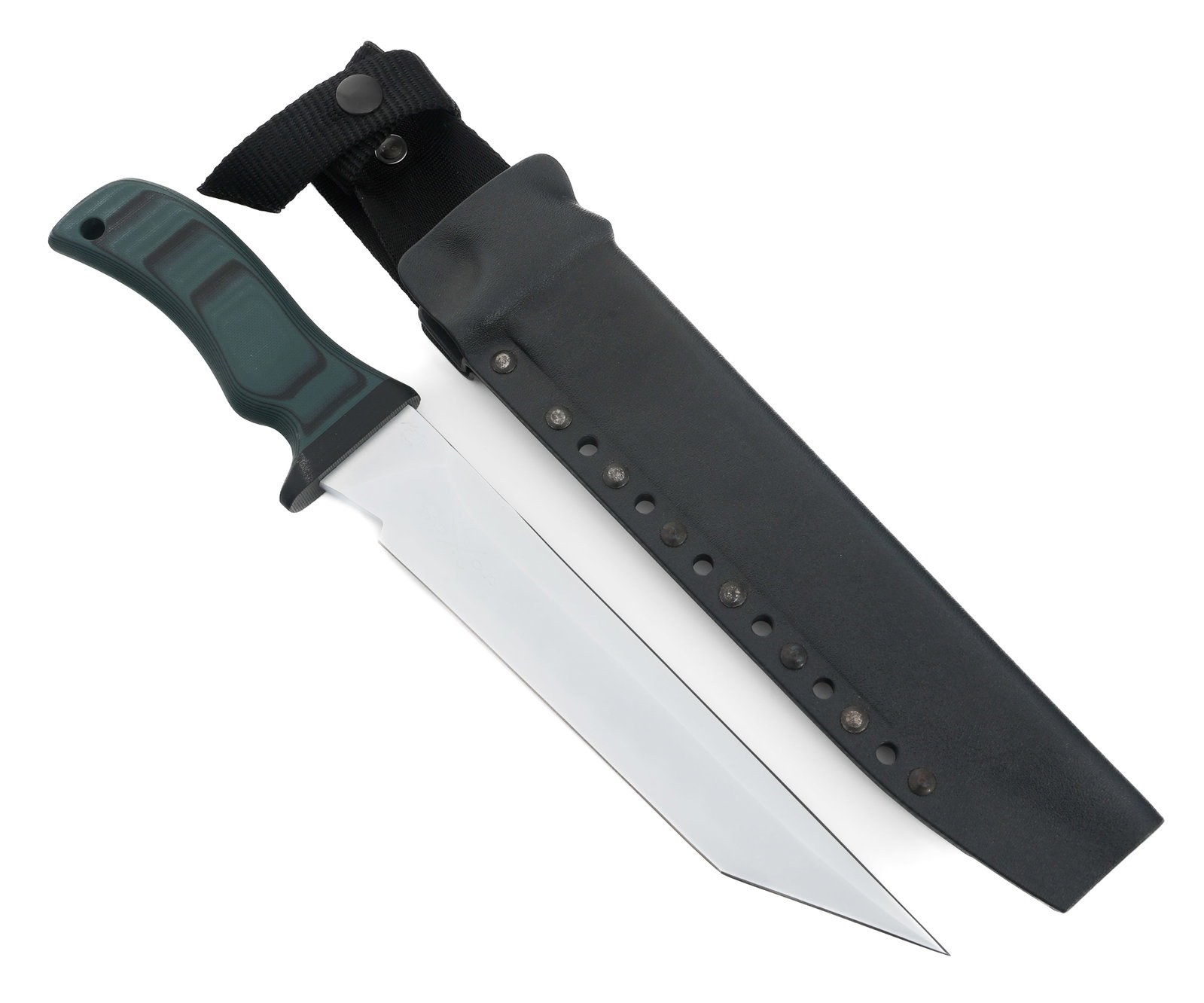 MAD DOG KNIVES SERIAL NUMBERED SUTABI WITH SHEATH: MAD DOG KNIVES SERIAL NUMBERED SUTABI WITH SHEATH Serial Numbered Sutabi by Mad Dog Knives. Single edged, parkerized, tanto style blade. Maker marked by Mad Dog Knives on one side of the blade, serial