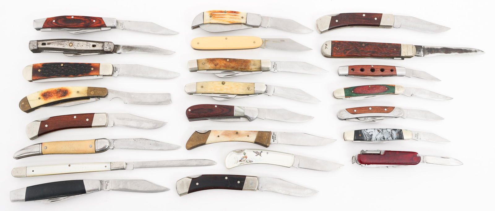 FOLDING POCKET KNIVES - CASE XX, BOKER, SCHRADE: FOLDING POCKET KNIVES - CASE XX, BOKER, SCHRADE Folding Pocket Knives. Makers include Case XX, Colonial, Schrade, Winchester, Boker, Frost and more. Blade Length: 2 1/8" to 3 1/4" Total Length: 5" to