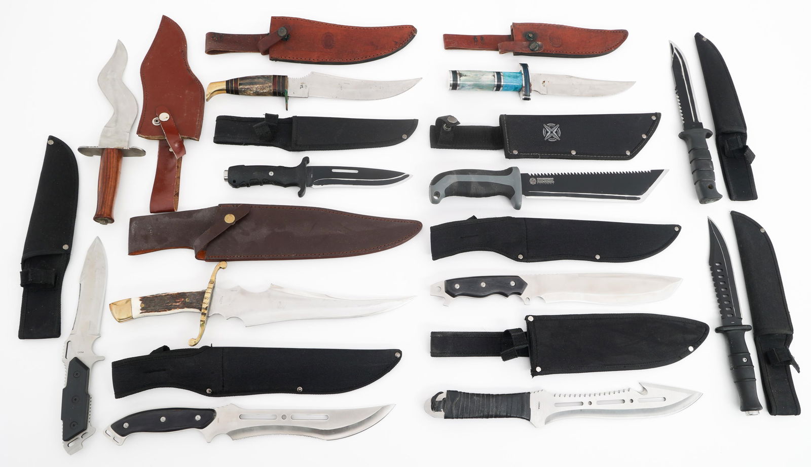 FIXED BLADE HUNTING & TACTICAL KNIVES: FIXED BLADE HUNTING & TACTICAL KNIVES Fixed Blade Hunting & Tactical Knives. All have sheath. Makers include Tactical Performance, Chipaway, Whitetail Cutlery, Frost and more. Blade Length: 7" to 11 1