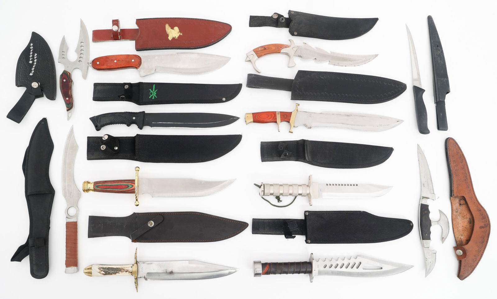 FIXED BLADE SKINNING & BOWIE KNIVES: FIXED BLADE SKINNING & BOWIE KNIVES Fixed Blade Skinning & Bowie Knives. All have sheath. Makers include Frost, Whitetail Cutlery, Tac Assault, Chipaway and more. Blade Length: 6 1/2" to 10" Total Len