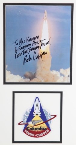 FRAMED NASA SHUTTLE PATCH AND SIGNATURE LOT - 5