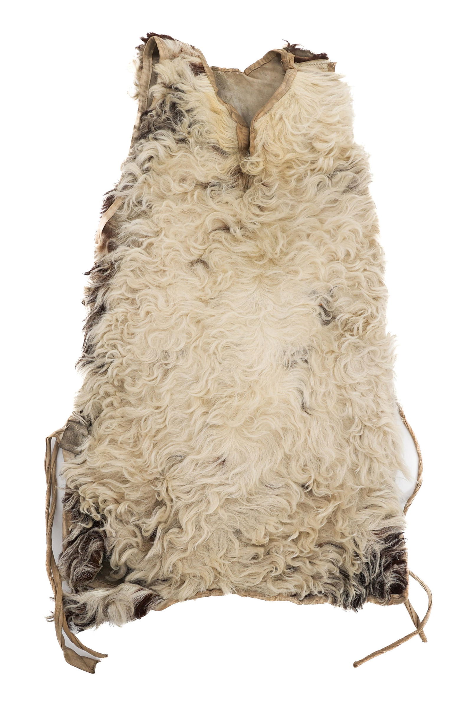 WWI EUROPEAN ARMY WEATHER SHEEPSKIN UNDERSHIRT: WWI EUROPEAN ARMY WEATHER SHEEPSKIN UNDERSHIRT WWI European Army Cold Weather Sheepskin Undershirt Vest. Sheepskin construction with stamps present on the inside. Size: X-Small