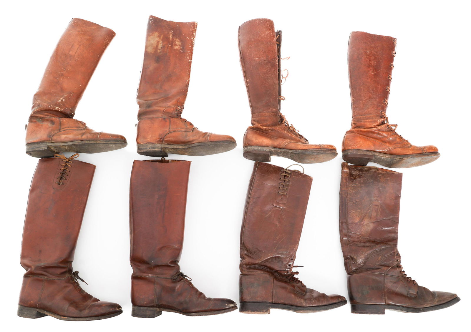 WWI OFFICER LEATHER BOOTS HIGH LACE & PULL LOOP (1 of 14)