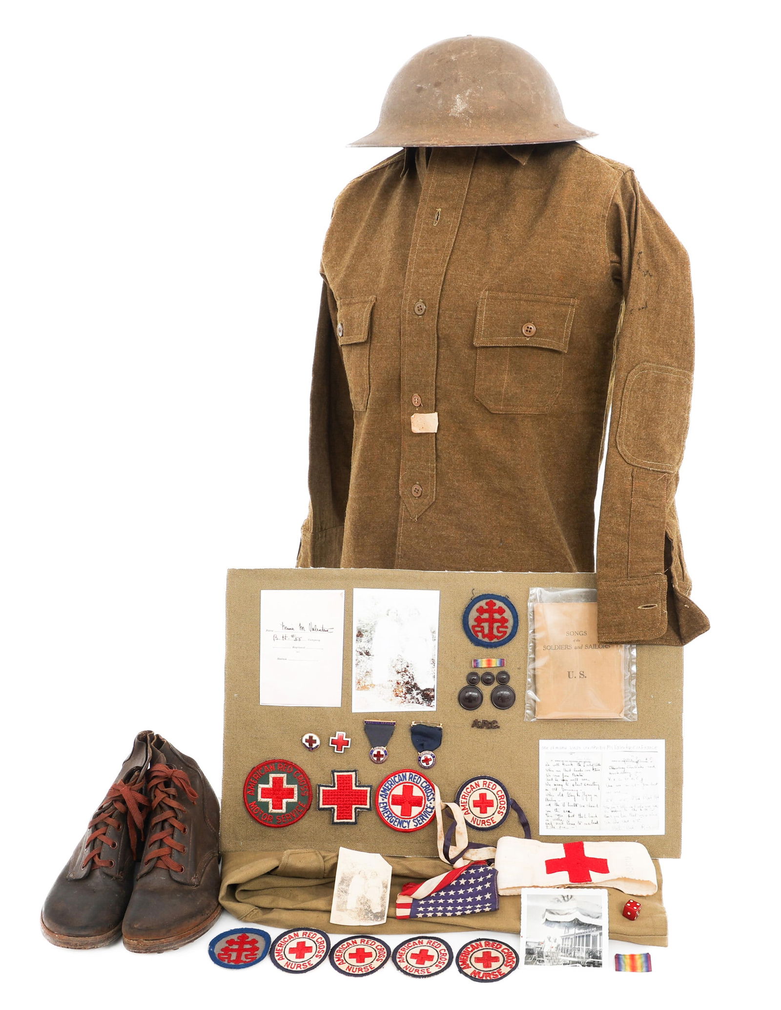 WWI - WWII US RED CROSS NAMED NURSE GROUPING: WWI - WWII US RED CROSS NAMED NURSE GROUPING WWI US Red Cross Named Nurse Grouping. Grouping named to Maria Valentine from Boston, Massachusetts. Assigned to 55th Base Hospital as part of the Advanced