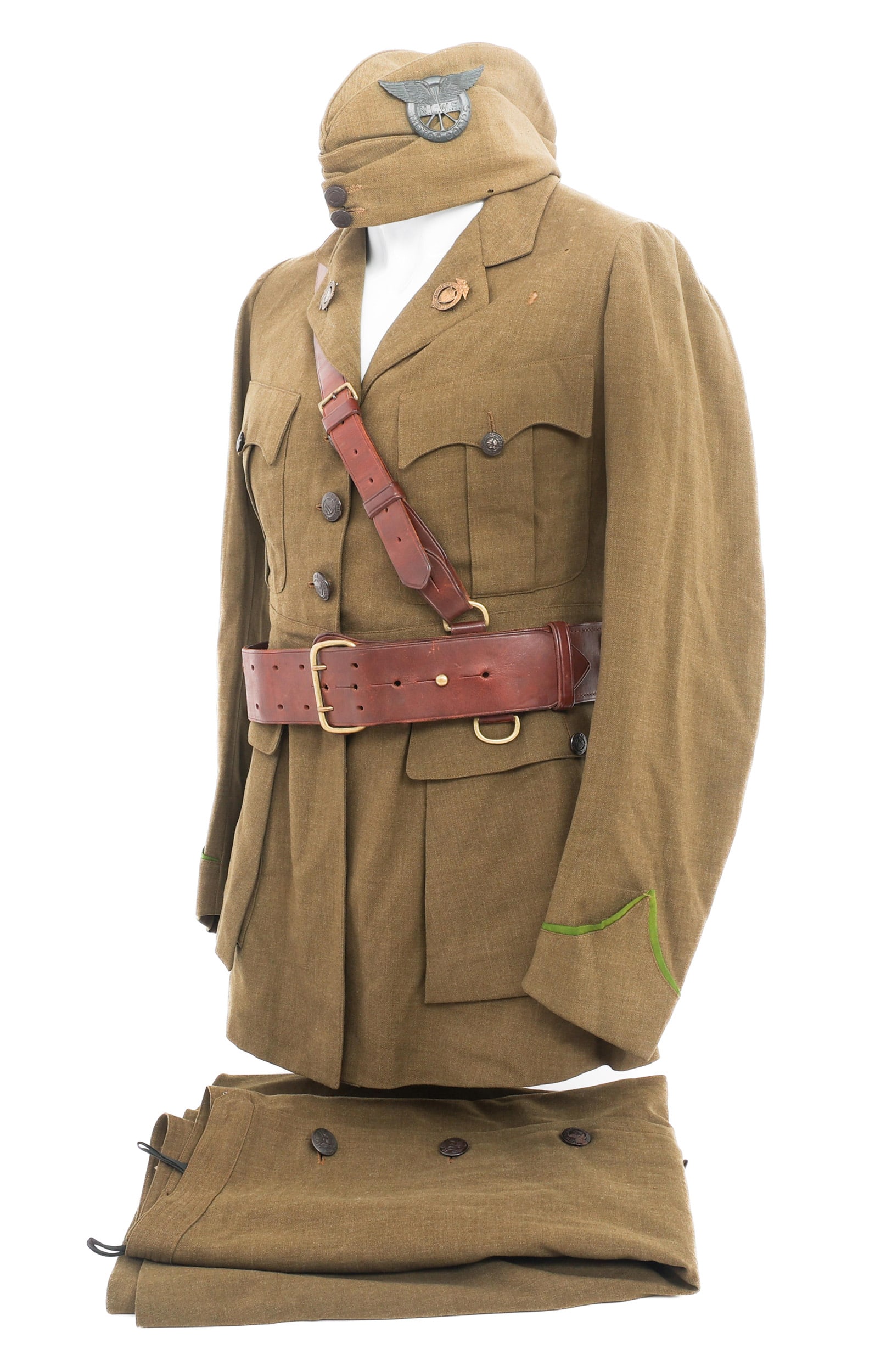 WWI WOMEN MOTOR CORPS UNIFORM, GARRISON CAP & BELT (1 of 20)