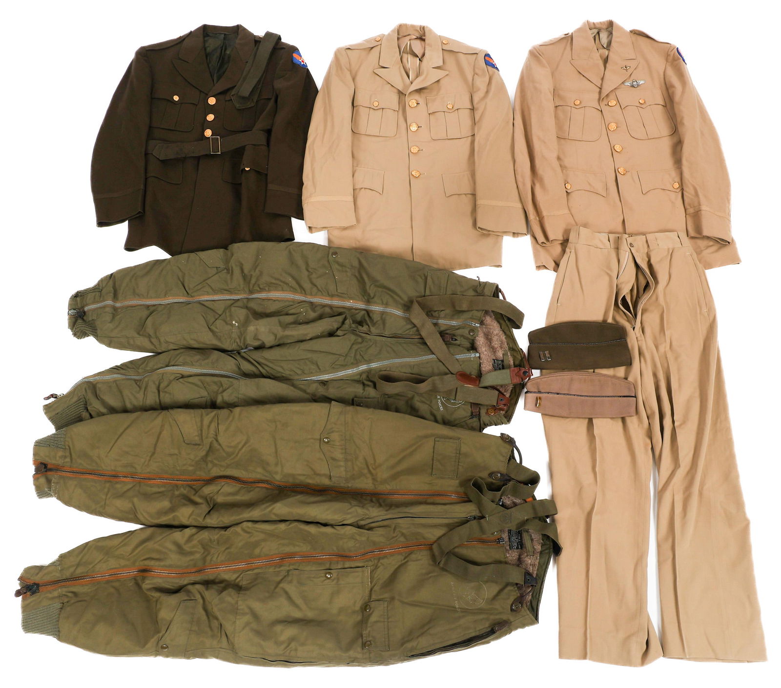 WWII US ARMY AAF OFFICER UNIFORMS & FLIGHT PANTS (1 of 16)