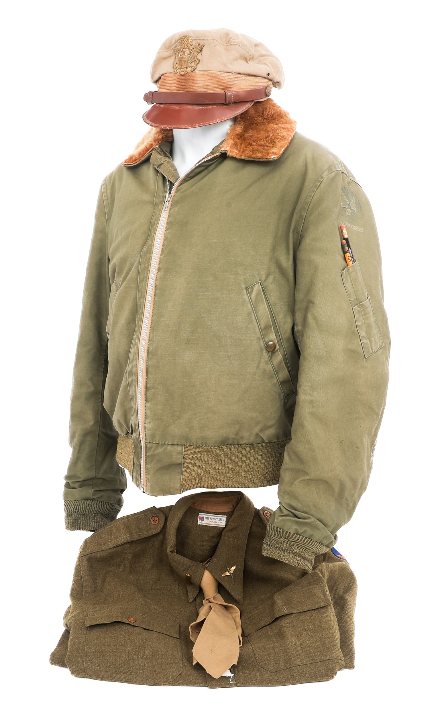 WWII USAAF PILOT B15 FLIGHT JACKET & CRUSHER CAP (1 of 20)