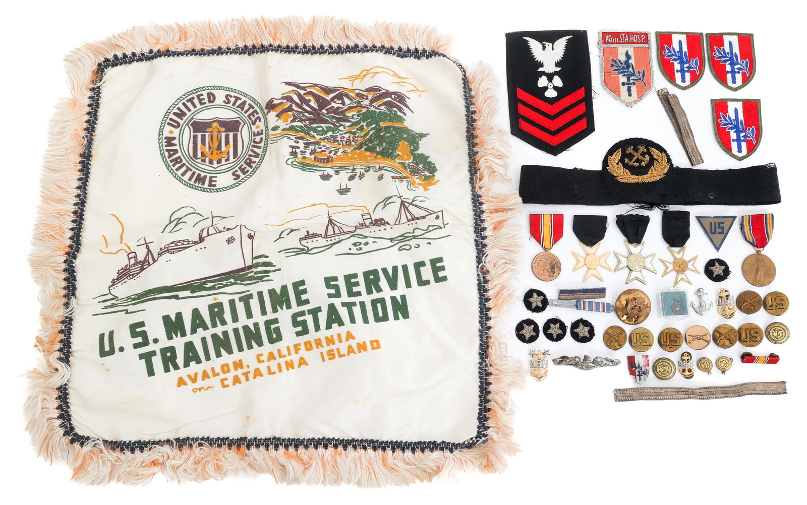 WWII - COLD WAR US NAVY MEDALS, PINS, PILLOW COVER (1 of 9)