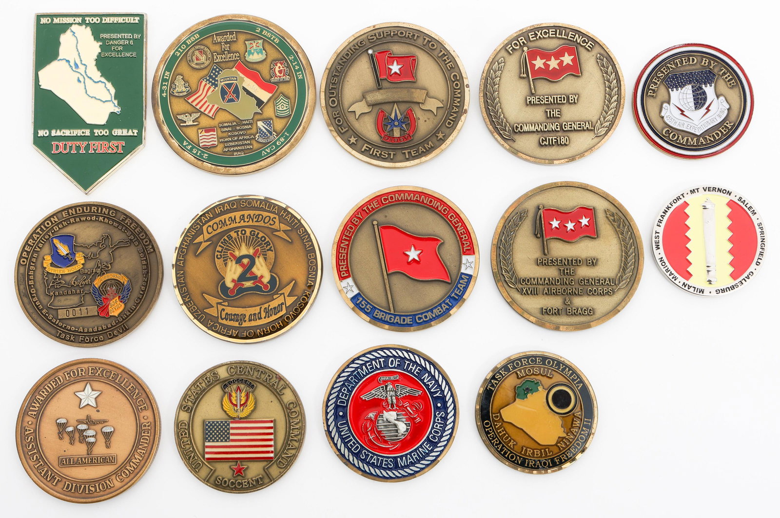 US OPERATION FREEDOM & UNIT CHALLENGE COINS (1 of 10)